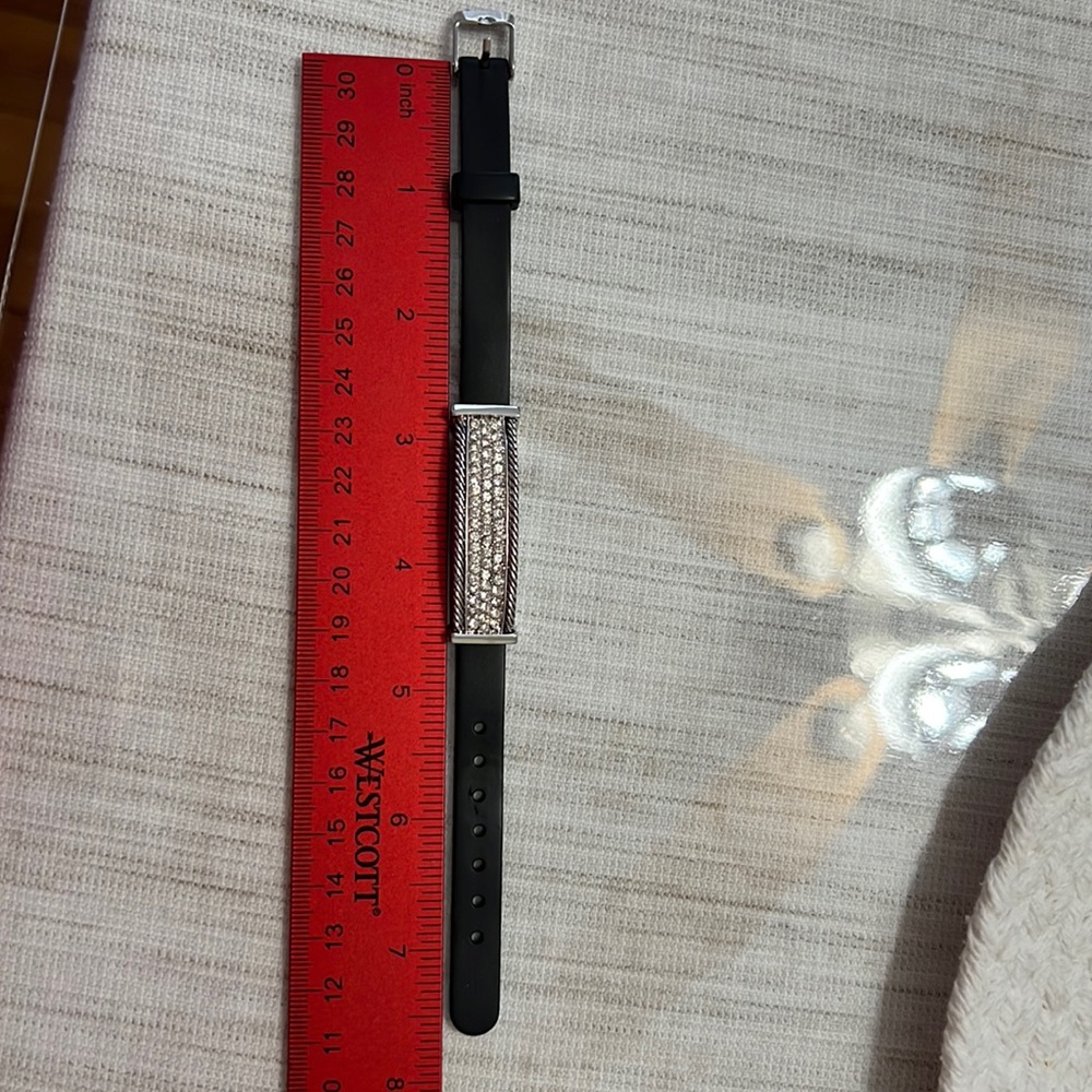 Silpada silver bar bracelet. The bar is encrusted with white rhinestones.